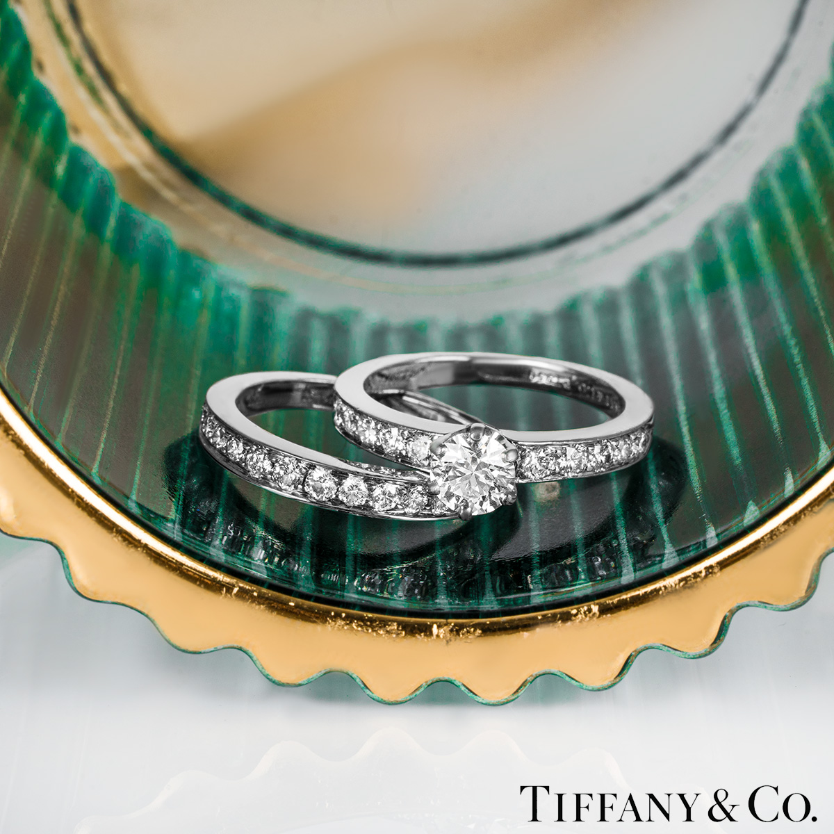 Tiffany & Co. Platinum Diamond Bridal Set 0.46ct F/VS1